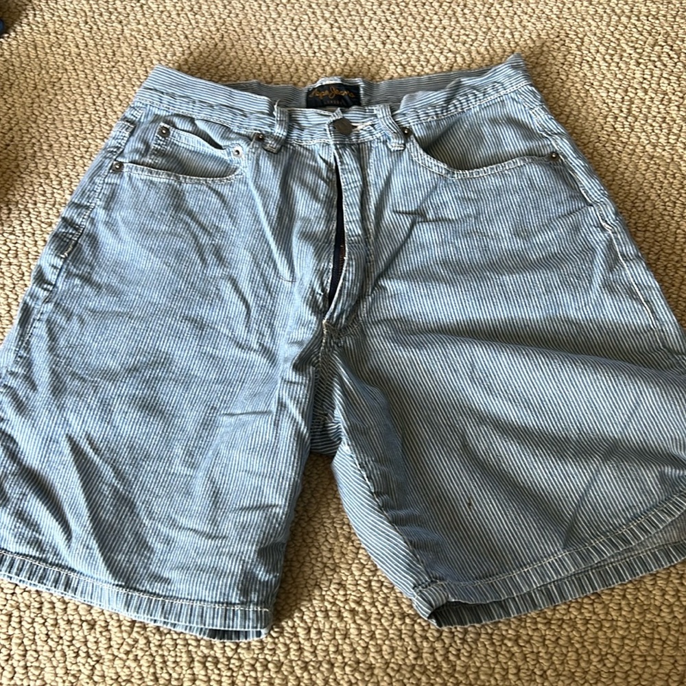stripped blue jorts